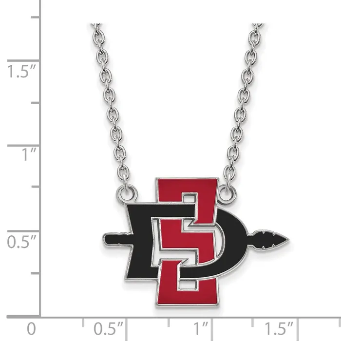 14k White Gold San Diego State U Large Enameled Pendant Necklace TreasureFineJewelers Necklaces