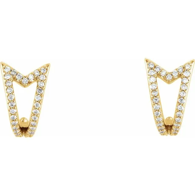 14K Yellow 16 CTW Diamond Geometric JHoop Earrings TreasureFineJewelers Earrings