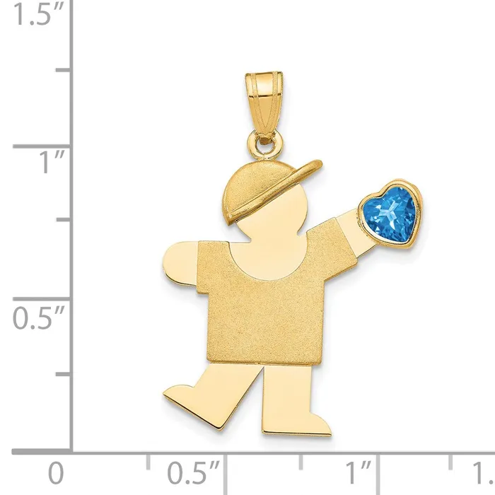 14k Yellow Gold Boy with CZ December Birthstone Charm TreasureFineJewelers Charm Necklaces