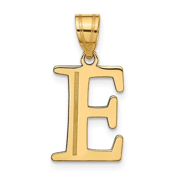 14k Yellow Gold Polished Etched Letter E Initial Pendant TreasureFineJewelers Necklaces 14k Yellow Gold Polished Etched Letter E Initial Pendant TreasureFineJewelers Necklaces