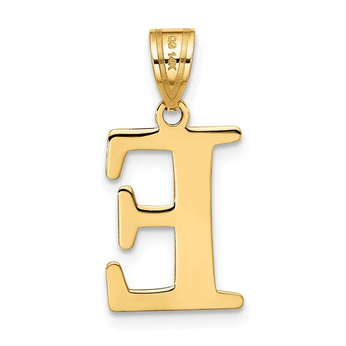 14k Yellow Gold Polished Etched Letter E Initial Pendant TreasureFineJewelers Necklaces