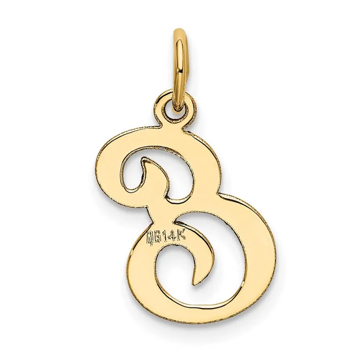 14k Yellow Gold Script Letter E Initial Charm TreasureFineJewelers Charm Necklaces