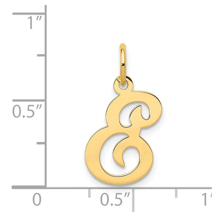 14k Yellow Gold Script Letter E Initial Charm TreasureFineJewelers Charm Necklaces