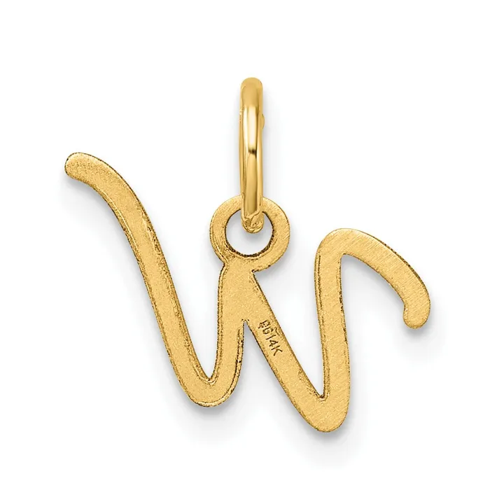 14k Yellow Gold Uppercase Letter W Initial Charm TreasureFineJewelers Charm Necklaces