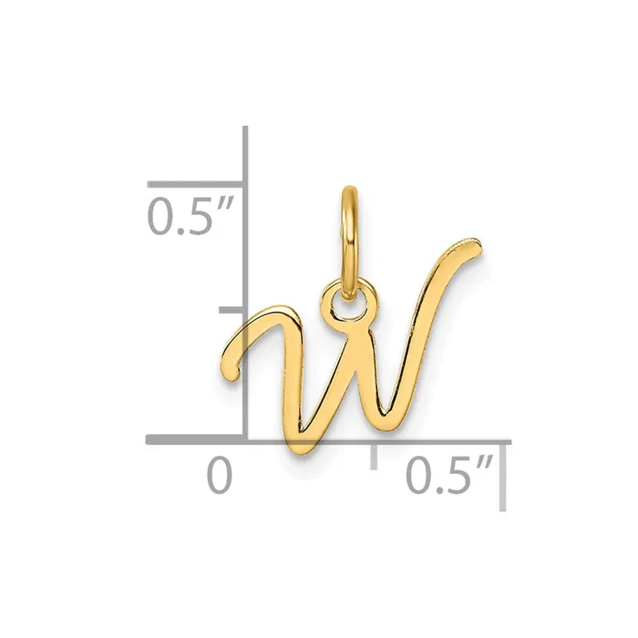 14k Yellow Gold Uppercase Letter W Initial Charm TreasureFineJewelers Charm Necklaces