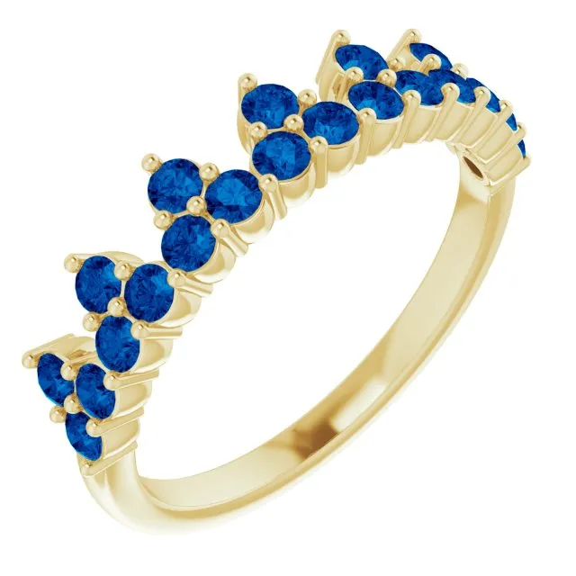 14K Yellow Natural Blue Sapphire Crown Ring TreasureFineJeweler Rings