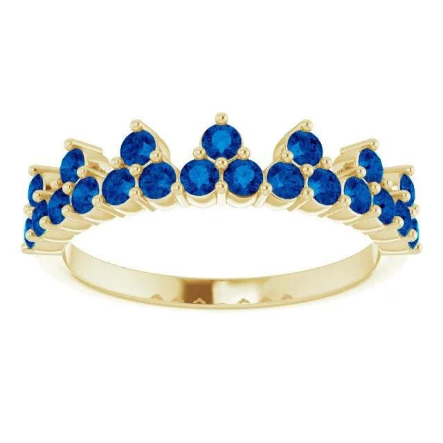 14K Yellow Natural Blue Sapphire Crown Ring TreasureFineJeweler Rings
