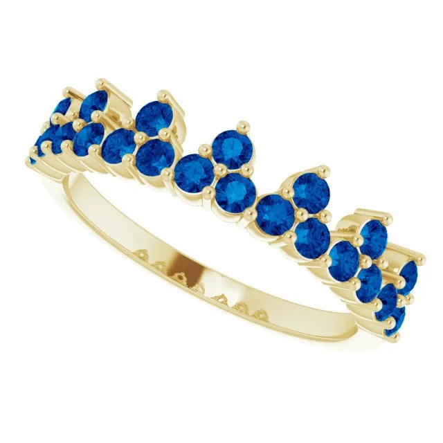 14K Yellow Natural Blue Sapphire Crown Ring TreasureFineJeweler Rings
