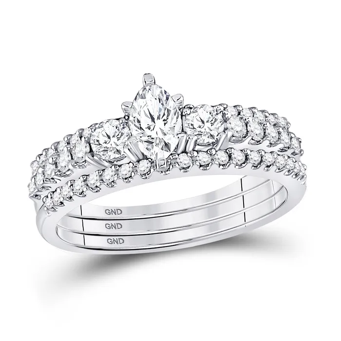 14kt white gold womens marquise diamond 3 piece bridal wedding engagement ring band set 100 cttw47476 North Arrow Shop Rings 14kt white gold womens marquise diamond 3 piece bridal wedding engagement ring band set 100 cttw47476 North Arrow Shop Rings