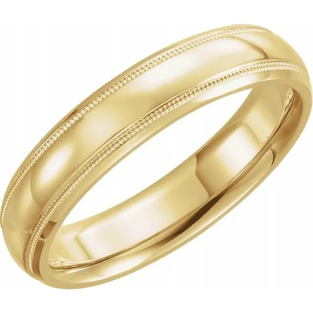 18K Yellow Gold 5 mm Half Round ComfortFit Band With Milgrain TreasureFineJewelers Rings