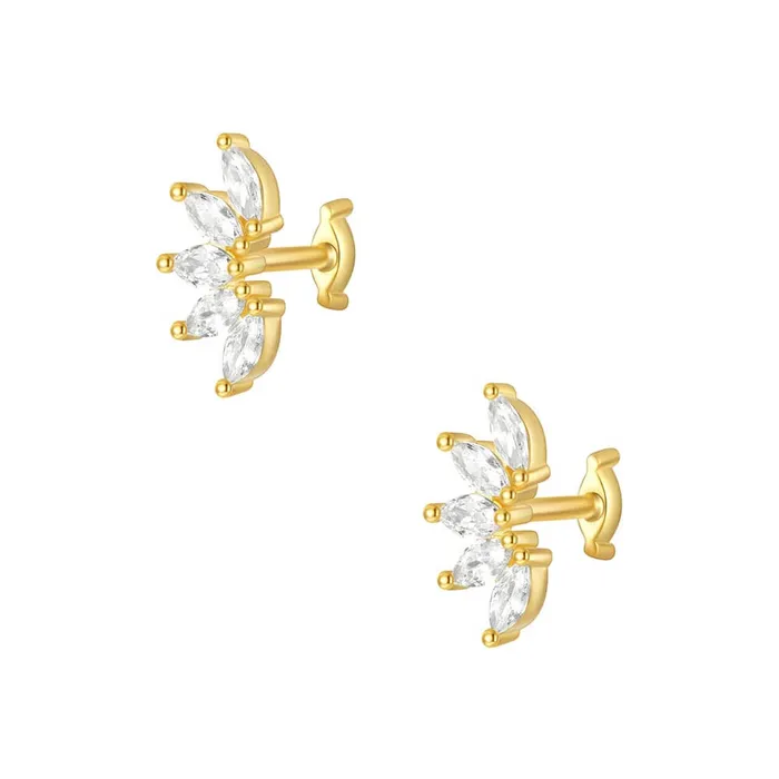 925 Silver Multi Rhombus CZ Diamond Front And Back Earrings Trendolla Jewelry Earrings 925 Silver Multi Rhombus CZ Diamond Front And Back Earrings Trendolla Jewelry Earrings