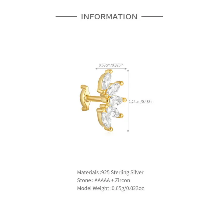 925 Silver Multi Rhombus CZ Diamond Front And Back Earrings Trendolla Jewelry Earrings