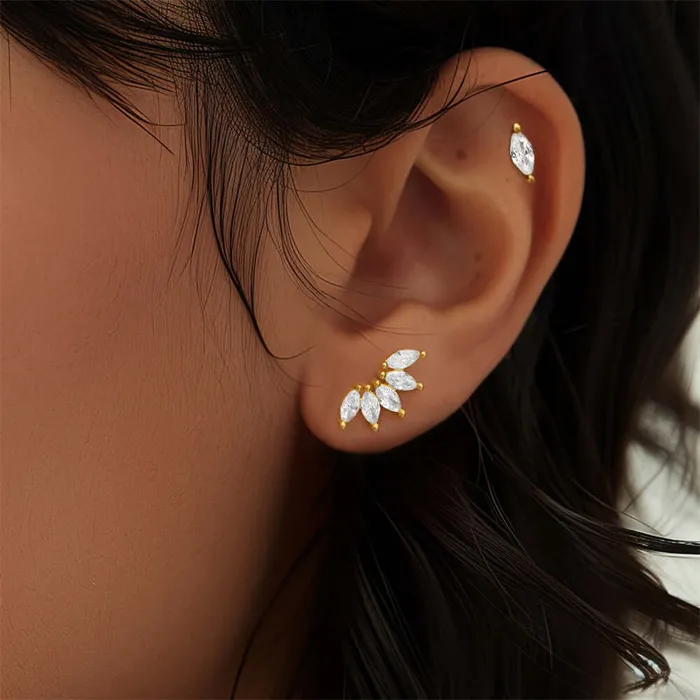 925 Silver Multi Rhombus CZ Diamond Front And Back Earrings Trendolla Jewelry Earrings
