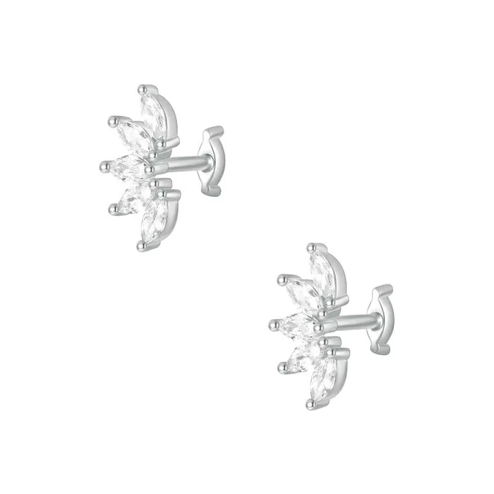 925 Silver Multi Rhombus CZ Diamond Front And Back Earrings Trendolla Jewelry Earrings