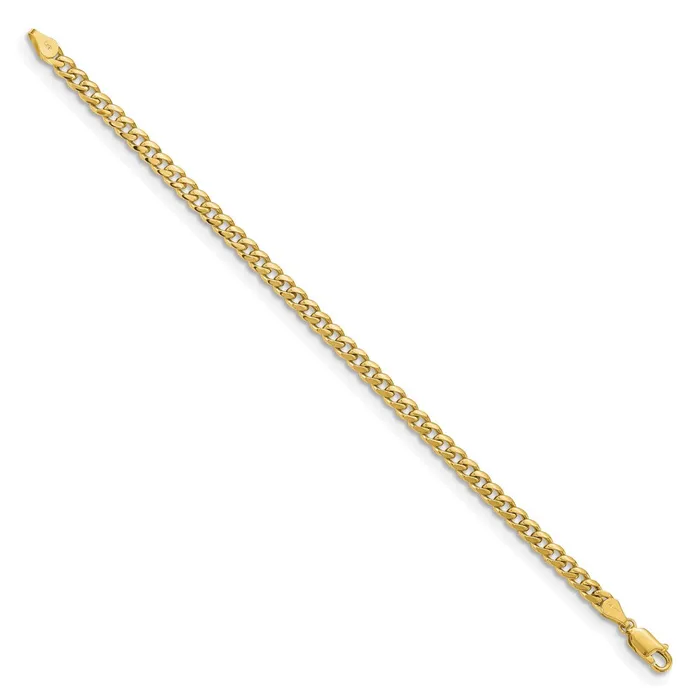 Bracelets TreasureFineJewelers 14K 8 inch 425mm Solid Miami Cuban Link with Lobster Clasp Bracelet