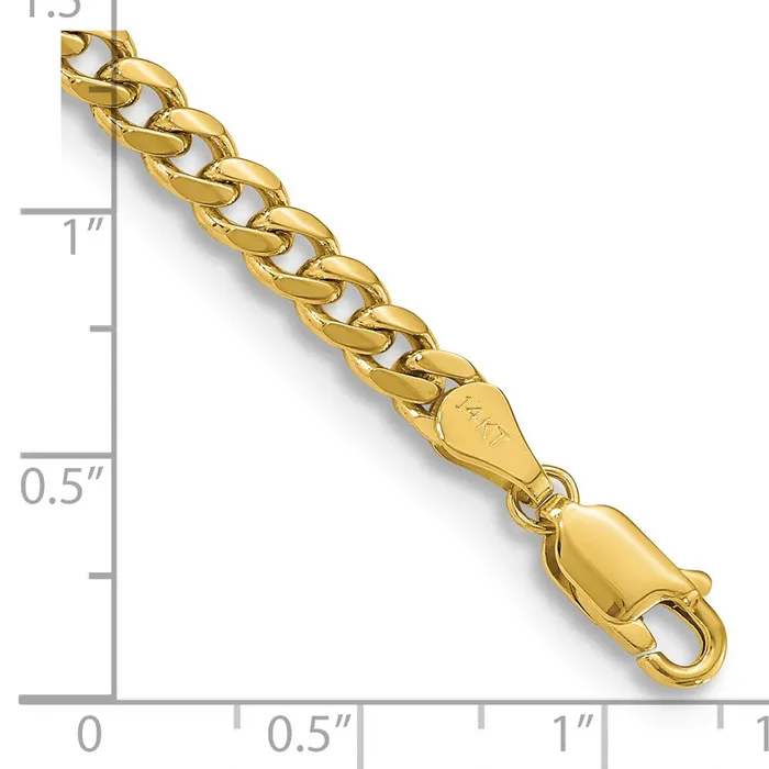 Bracelets TreasureFineJewelers 14K 8 inch 425mm Solid Miami Cuban Link with Lobster Clasp Bracelet