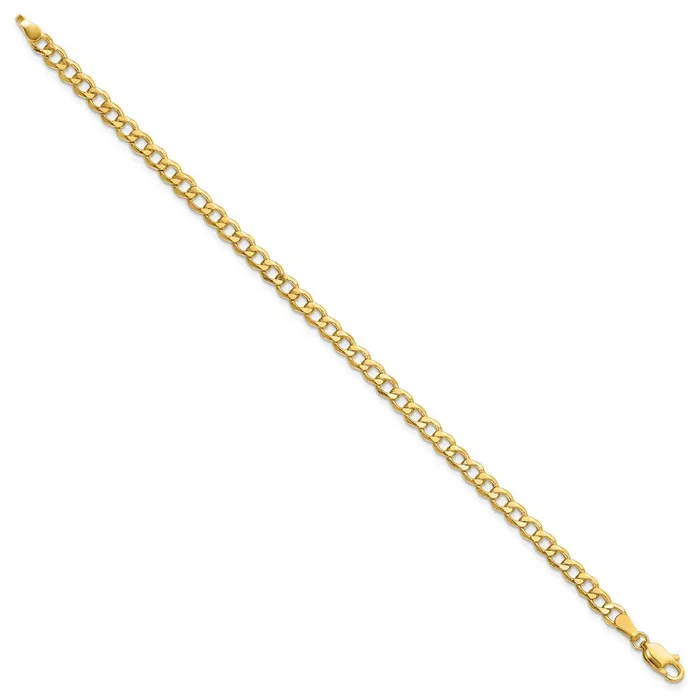 Bracelets TreasureFineJewelers 14K 8 inch 43mm SemiSolid Curb with Lobster Clasp Bracelet