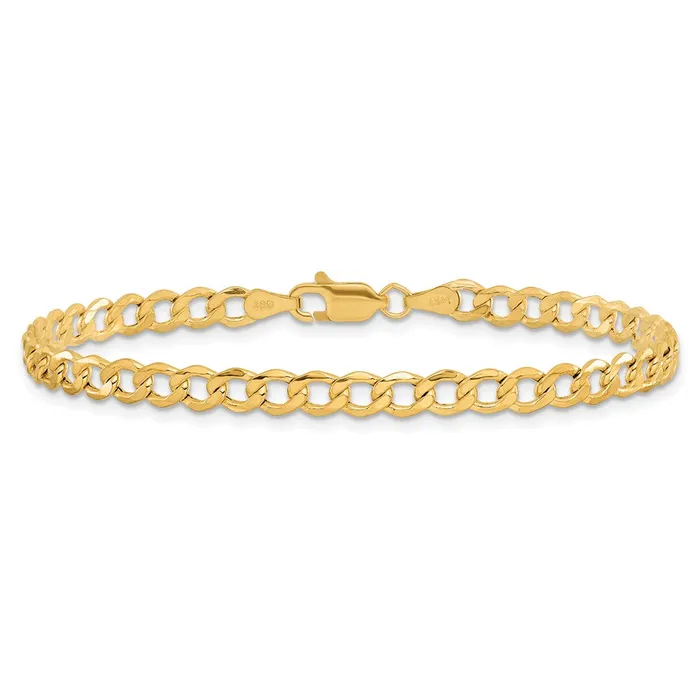 Bracelets TreasureFineJewelers 14K 8 inch 43mm SemiSolid Curb with Lobster Clasp Bracelet
