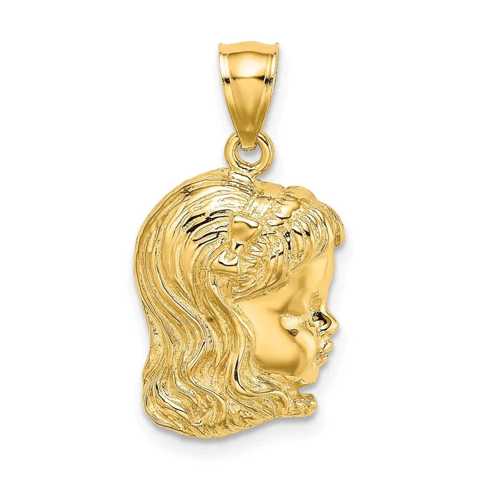 Charm Necklaces 14k Girl Head Charm TreasureFineJewelers