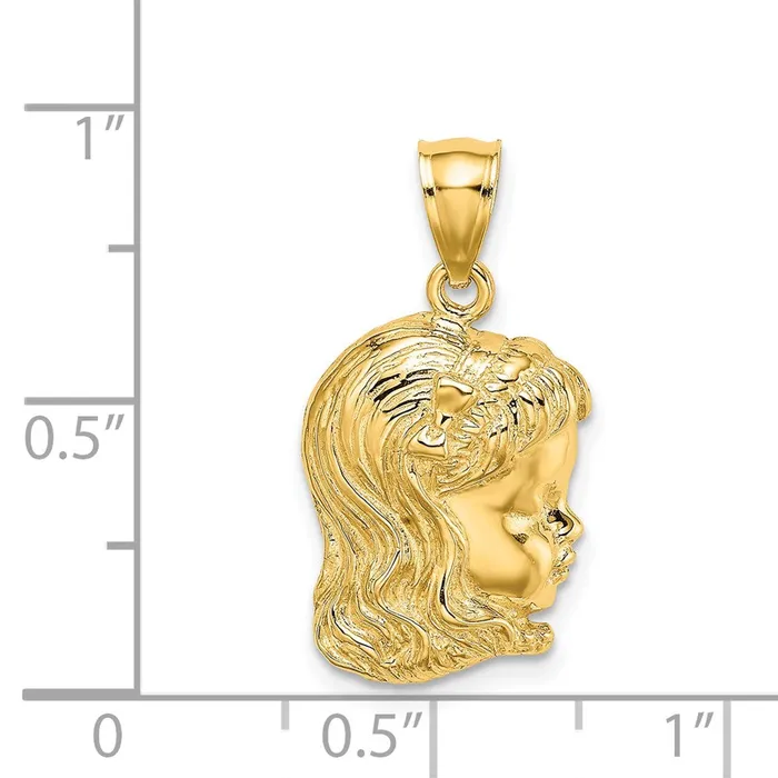 Charm Necklaces 14k Girl Head Charm TreasureFineJewelers