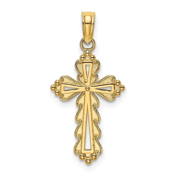 Charm Necklaces 14K Scalloped Cross W CutOut Center Charm TreasureFineJewelers Charm Necklaces 14K Scalloped Cross W CutOut Center Charm TreasureFineJewelers
