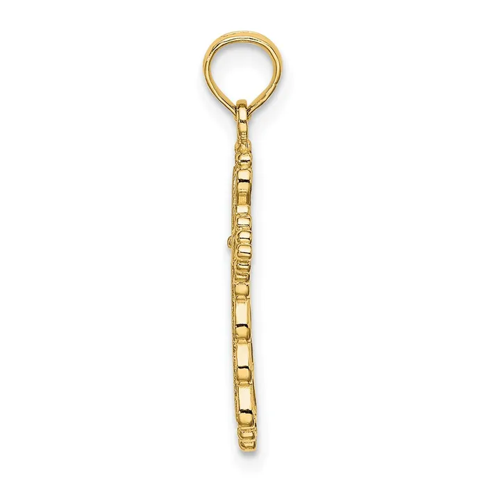 Charm Necklaces 14K Scalloped Cross W CutOut Center Charm TreasureFineJewelers