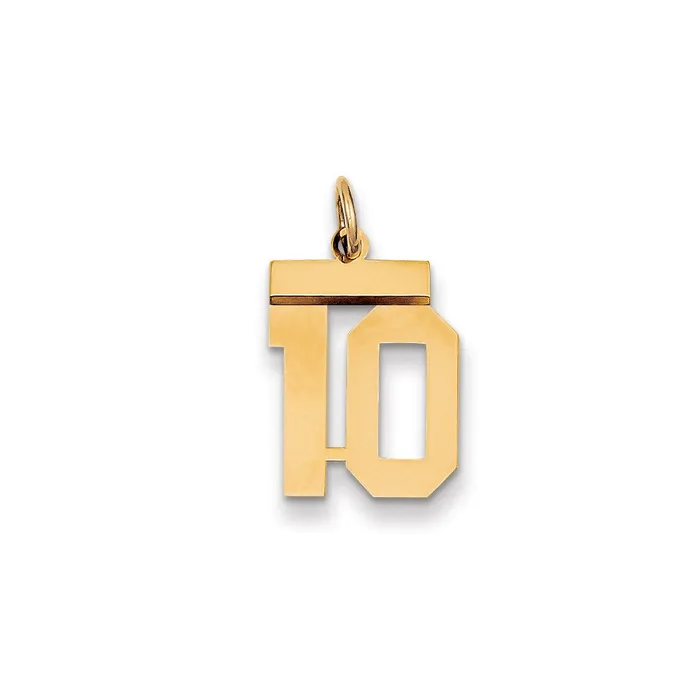 Charm Necklaces 14k Small Polished Number 10 Charm TreasureFineJewelers