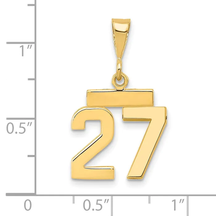 Charm Necklaces 14k Small Polished Number 27 Charm TreasureFineJewelers
