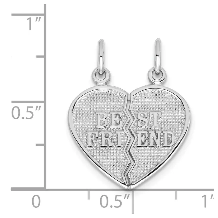 Charm Necklaces 14k White Gold BEST FRIEND Breakapart Charm TreasureFineJewelers
