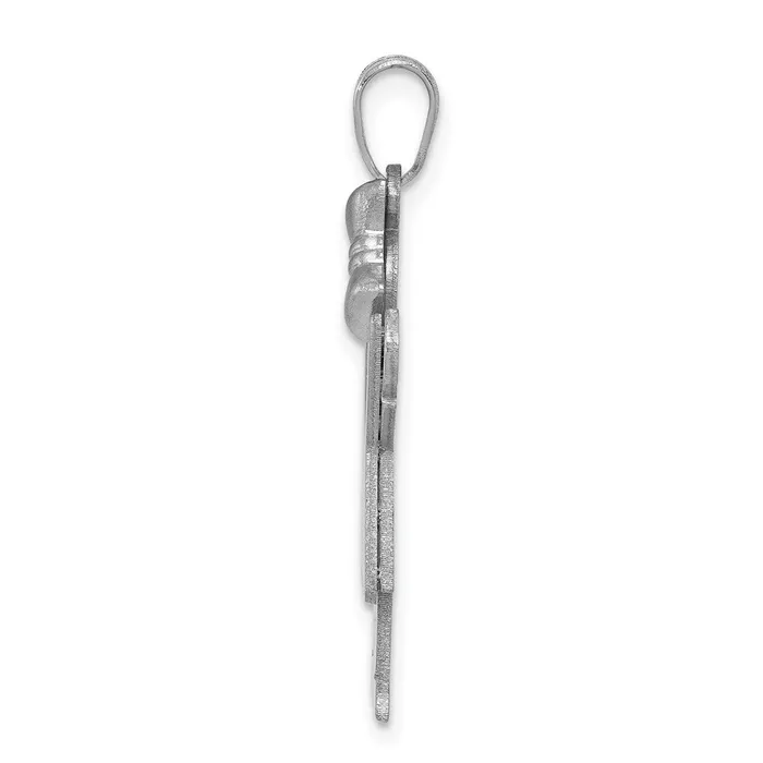 Charm Necklaces 14k White Gold Medium Girl with Bow on Right Engravable Charm TreasureFineJewelers