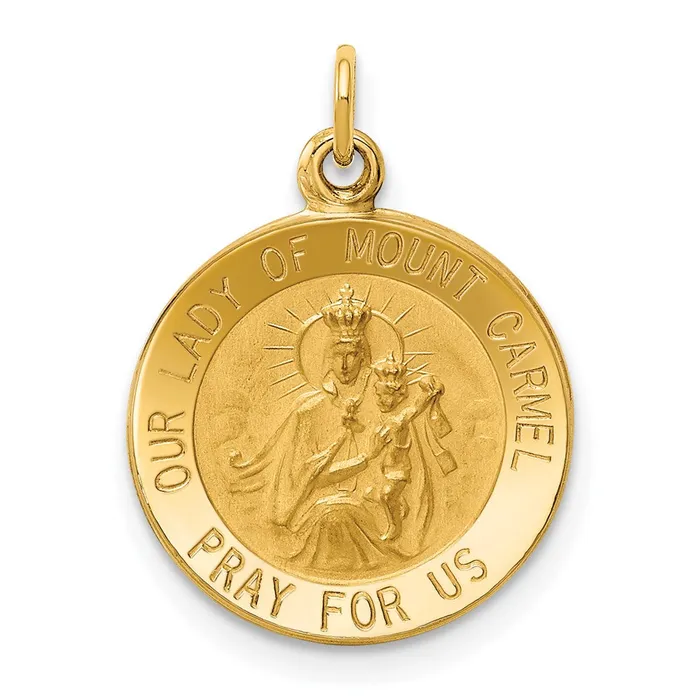 Charm Necklaces 14k Yellow Gold Our Lady of Mount Carmel Medal Charm TreasureFineJewelers Charm Necklaces 14k Yellow Gold Our Lady of Mount Carmel Medal Charm TreasureFineJewelers
