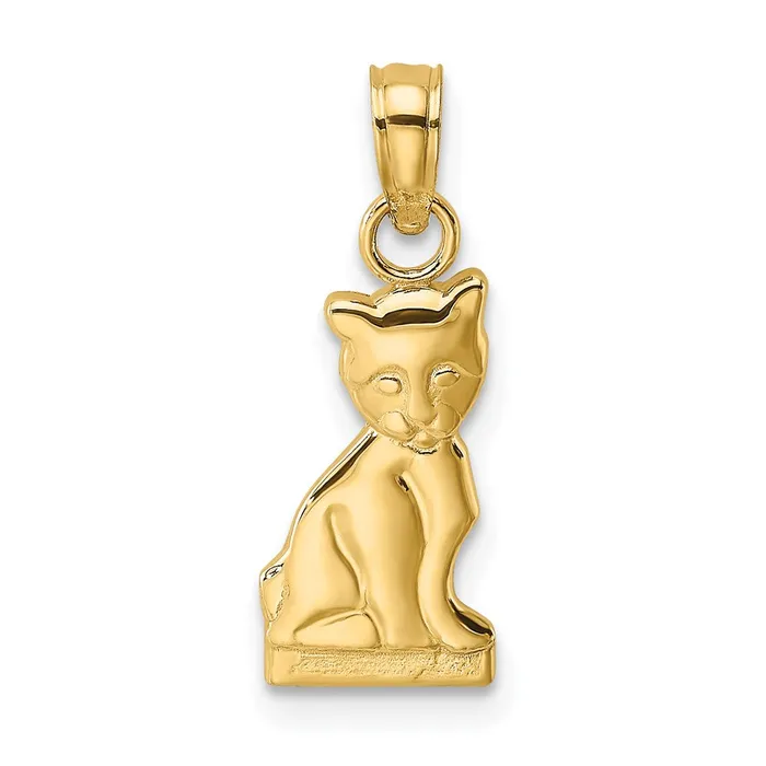 Charm Necklaces TreasureFineJewelers 14K Mini Sitting Kitten Charm
