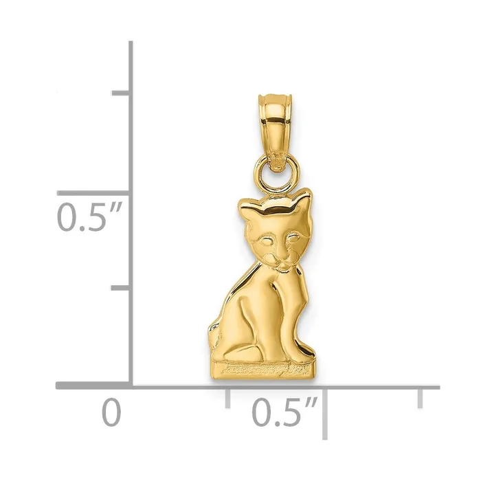 Charm Necklaces TreasureFineJewelers 14K Mini Sitting Kitten Charm