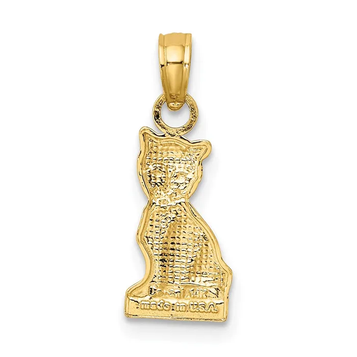 Charm Necklaces TreasureFineJewelers 14K Mini Sitting Kitten Charm
