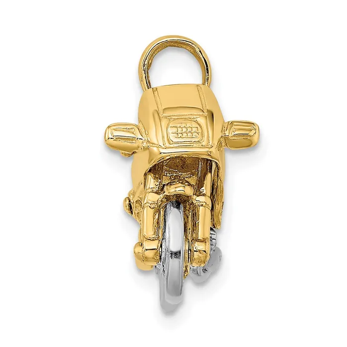 Charm Necklaces TreasureFineJewelers 14k Twotone 3D Moveable Motorcycle Charm