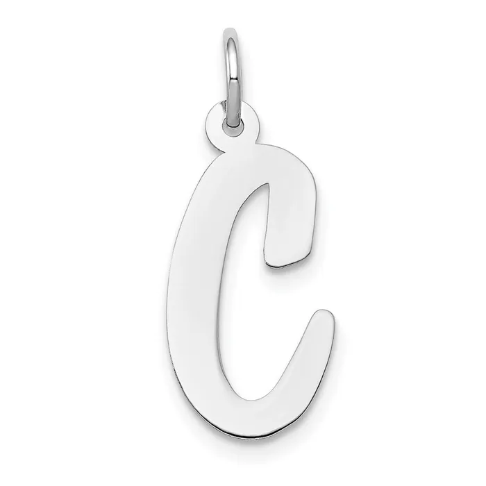 Charm Necklaces TreasureFineJewelers 14k White Gold Large Script Letter C Initial Charm Charm Necklaces TreasureFineJewelers 14k White Gold Large Script Letter C Initial Charm