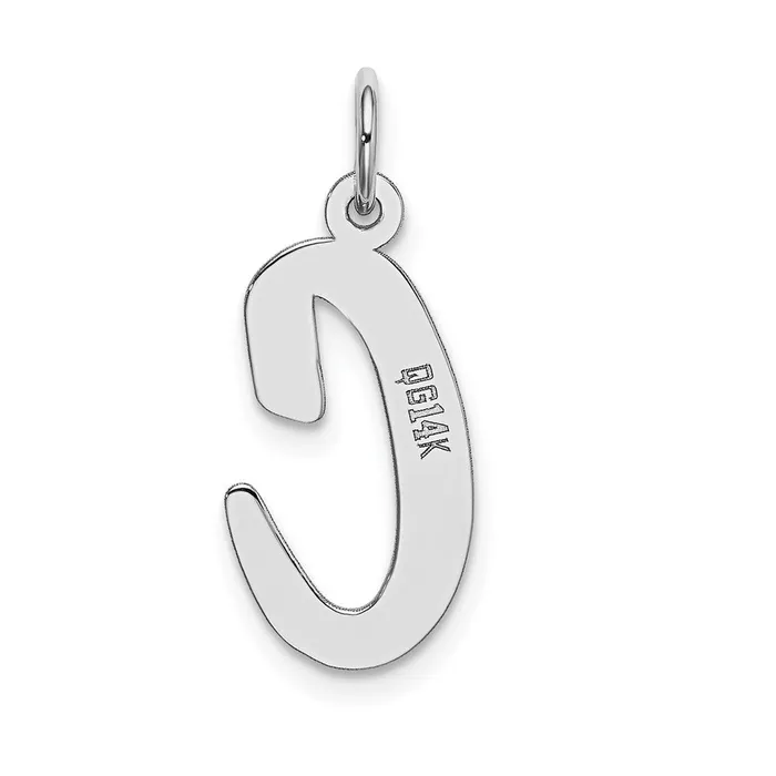 Charm Necklaces TreasureFineJewelers 14k White Gold Large Script Letter C Initial Charm