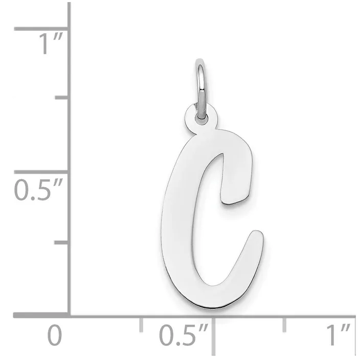 Charm Necklaces TreasureFineJewelers 14k White Gold Large Script Letter C Initial Charm