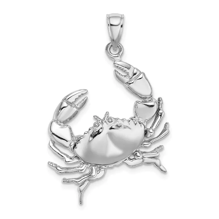 Charm Necklaces TreasureFineJewelers 14K White Gold Stone Crab wClaw Extender Charm Charm Necklaces TreasureFineJewelers 14K White Gold Stone Crab wClaw Extender Charm