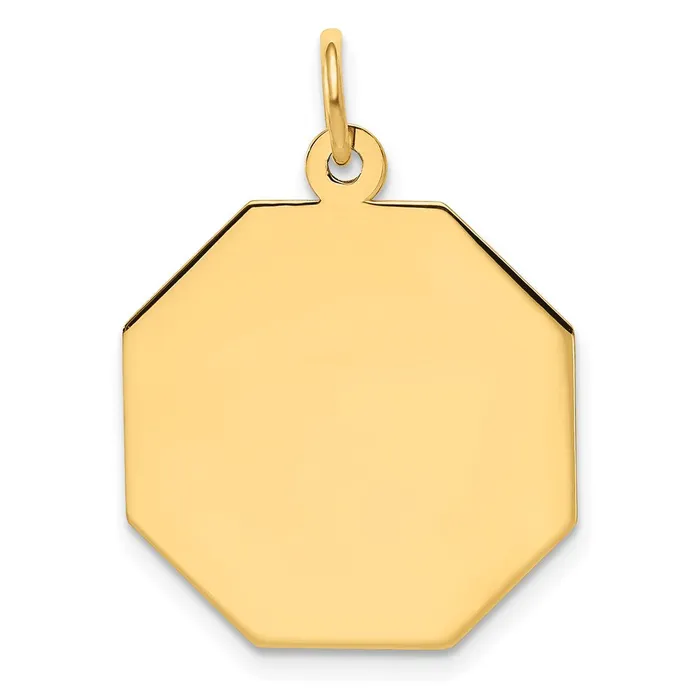 Charm Necklaces TreasureFineJewelers 14k Yellow Gold Plain 027 Gauge Engravable Octagonal Disc Charm Charm Necklaces TreasureFineJewelers 14k Yellow Gold Plain 027 Gauge Engravable Octagonal Disc Charm