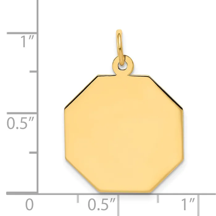 Charm Necklaces TreasureFineJewelers 14k Yellow Gold Plain 027 Gauge Engravable Octagonal Disc Charm