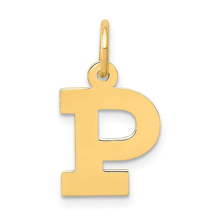 Charm Necklaces TreasureFineJewelers 14k Yellow Gold Small Block Letter P Initial Charm Charm Necklaces TreasureFineJewelers 14k Yellow Gold Small Block Letter P Initial Charm