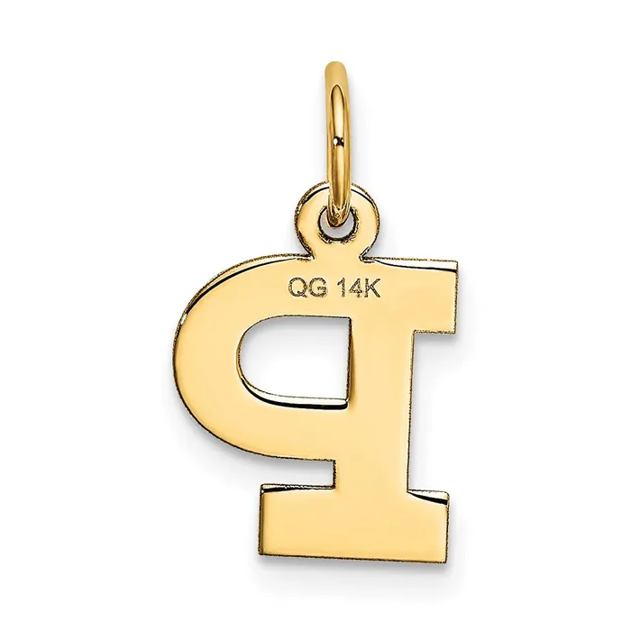 Charm Necklaces TreasureFineJewelers 14k Yellow Gold Small Block Letter P Initial Charm