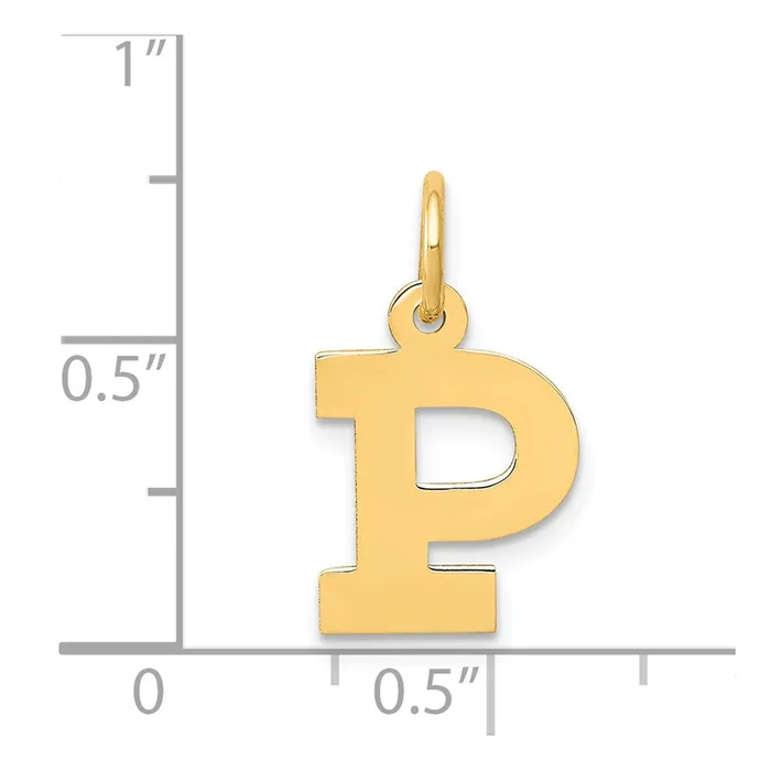 Charm Necklaces TreasureFineJewelers 14k Yellow Gold Small Block Letter P Initial Charm