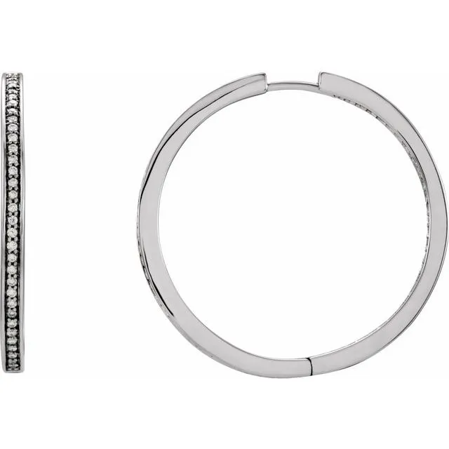 Earrings 14K White Gold 58 CTW Diamond InsideOutside Hoop Earrings TreasureFineJewelers Earrings 14K White Gold 58 CTW Diamond InsideOutside Hoop Earrings TreasureFineJewelers