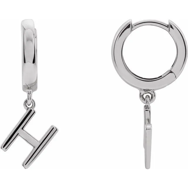 Earrings Sterling Silver Single Initial H Earring TreasureFineJewelers