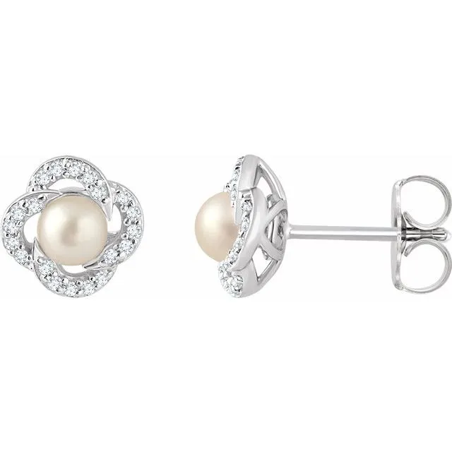Earrings TreasureFineJewelers 14K White Gold Cultured White Gold Freshwater Pearl 16 CTW Natural Diamond Earrings Earrings TreasureFineJewelers 14K White Gold Cultured White Gold Freshwater Pearl 16 CTW Natural Diamond Earrings