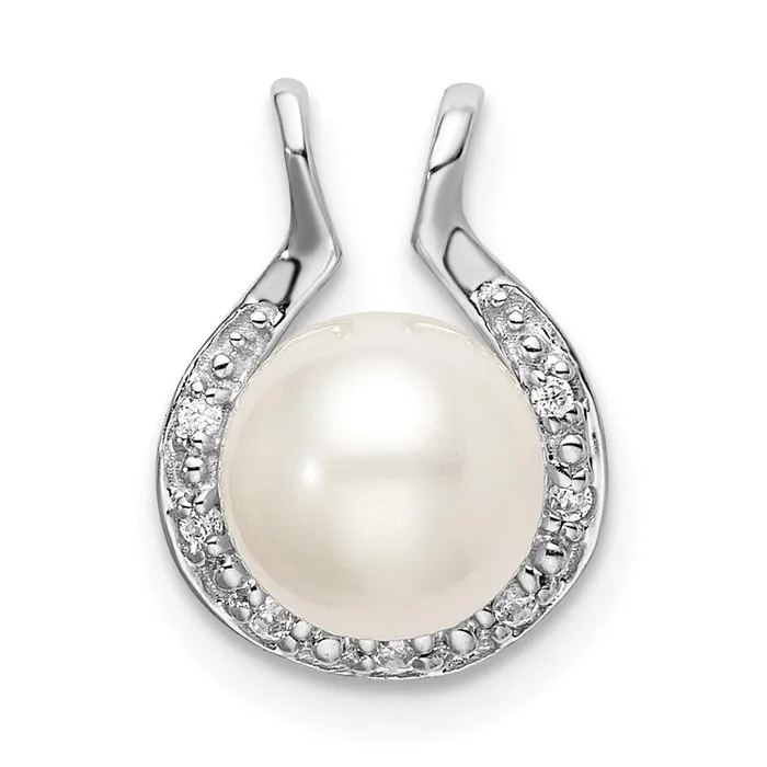 Earrings TreasureFineJewelers 14k White Gold Freshwater Cultured Pearl Diamond Chain Slide Earrings TreasureFineJewelers 14k White Gold Freshwater Cultured Pearl Diamond Chain Slide