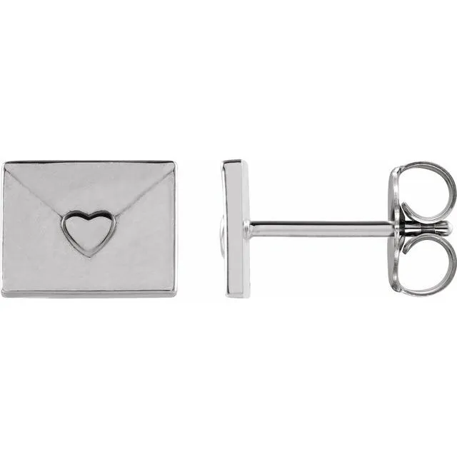 Earrings TreasureFineJewelers Sterling Silver Heart Envelope Earrings