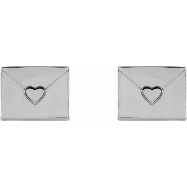 Earrings TreasureFineJewelers Sterling Silver Heart Envelope Earrings